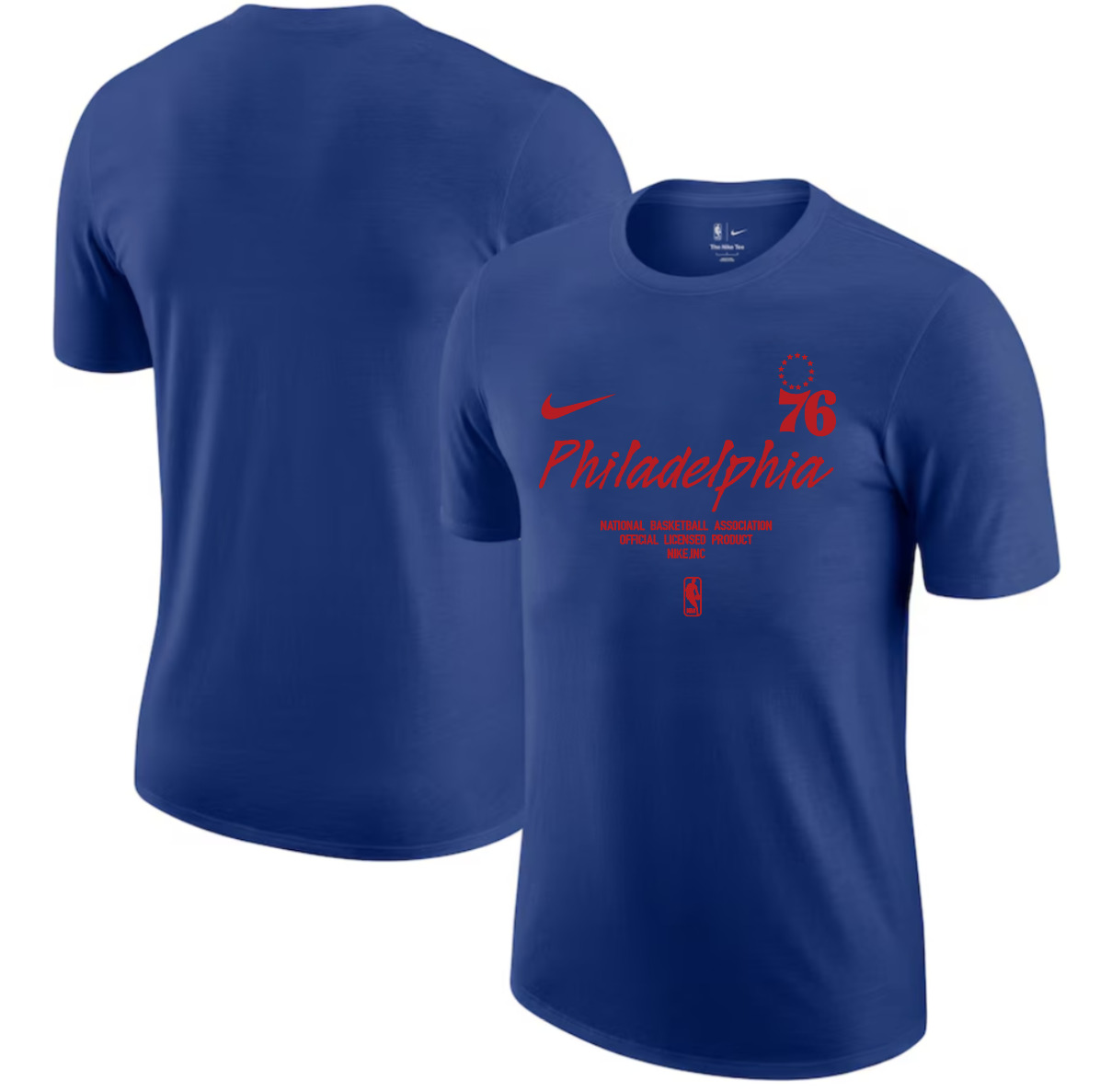 Men 2025 NBA Philadelphia 76ers Blue Nike T shirts style 3->nba t-shirts->Sports Accessory